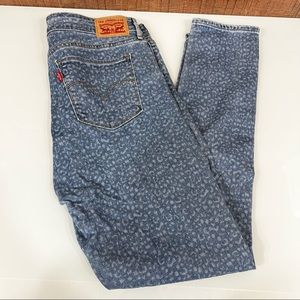 Levis Strauss Womens 711 Skinny Jeans Size 14 Leopard Print